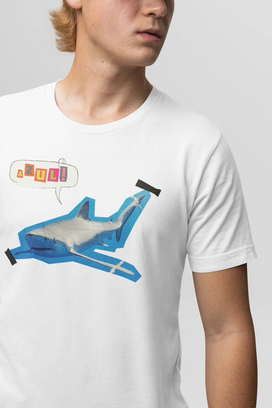 camiseta tiburón azul