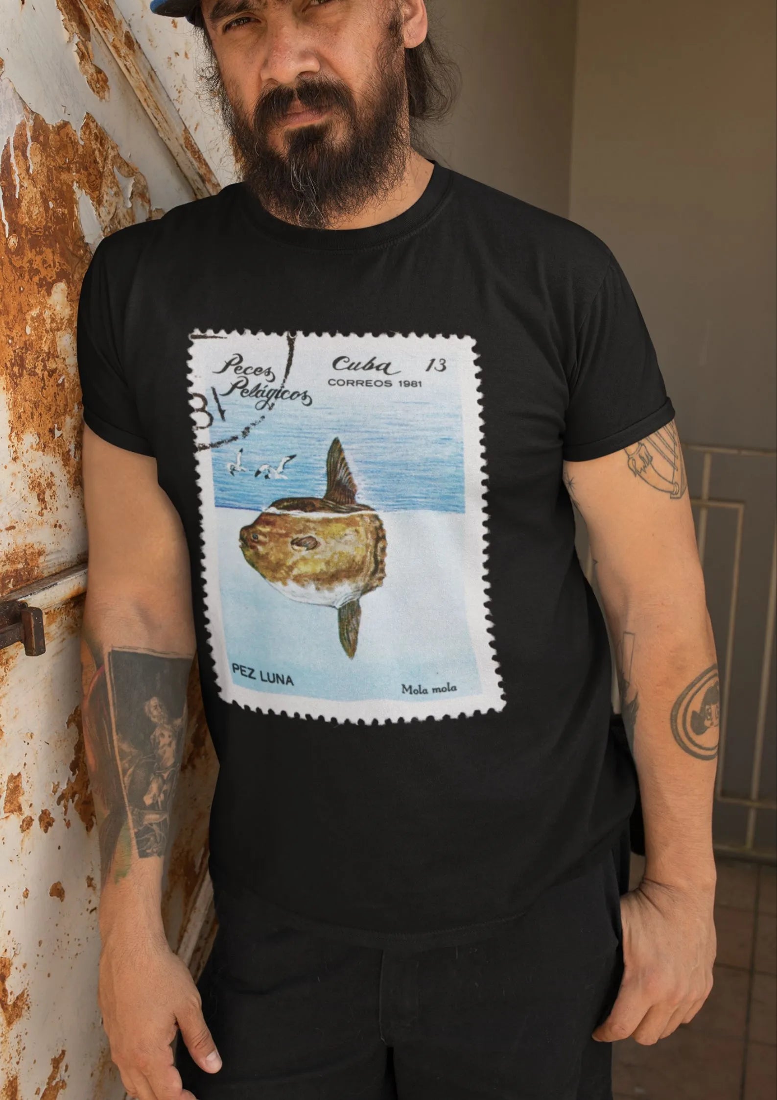 camiseta pez luna sello cuba