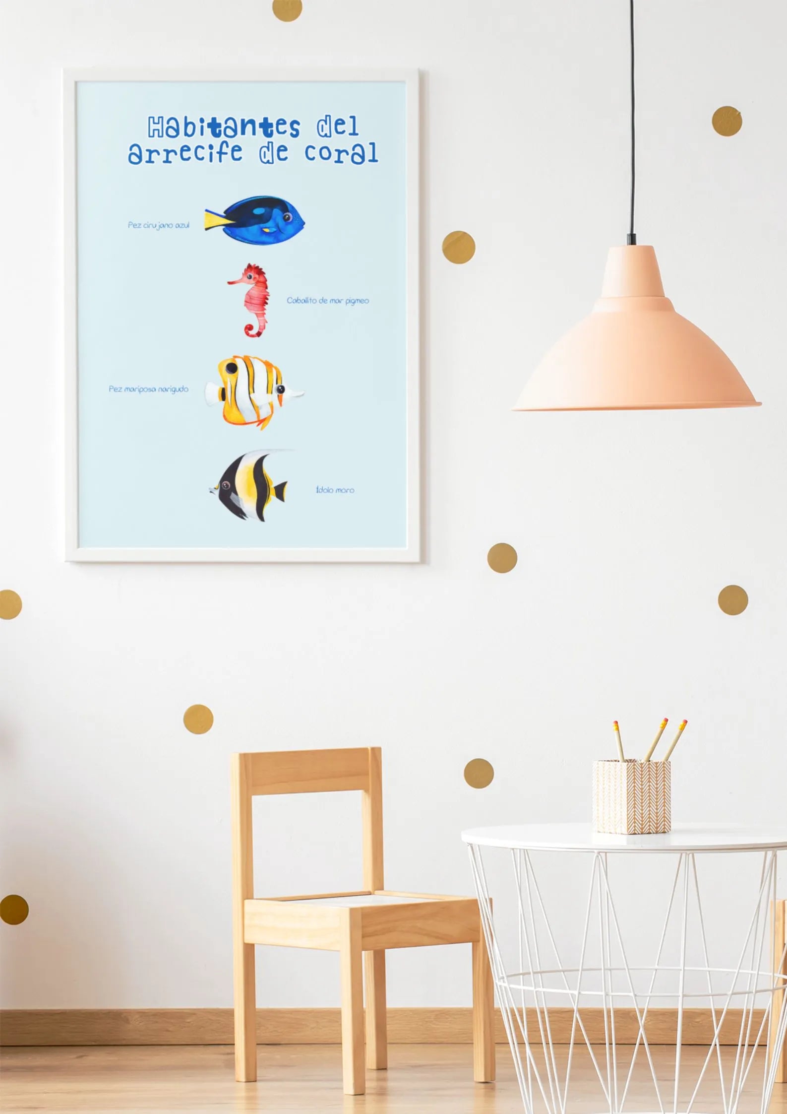 poster infantil peces arrecife de coral