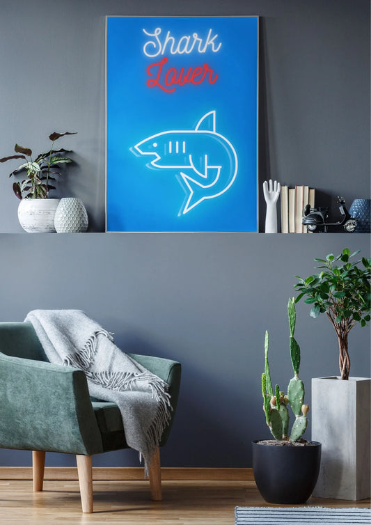 poster tiburón neón