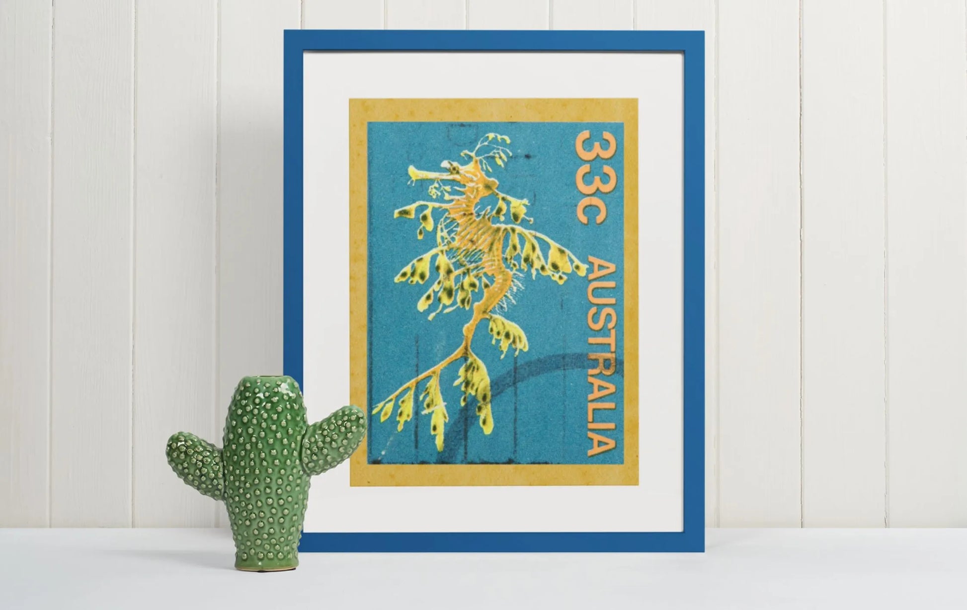 poster sello australia dragón marino de hoja