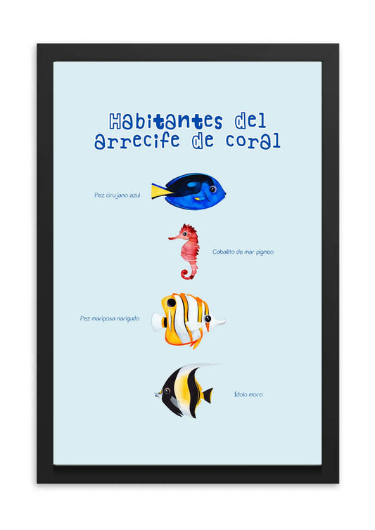 poster infantil peces arrecife de coral