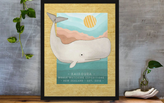 poster ballena cachalote kaikoura