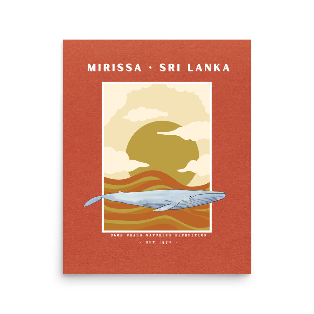 poster mirissa sri lanka ballena azul