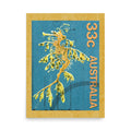 poster sello australia dragón marino de hoja