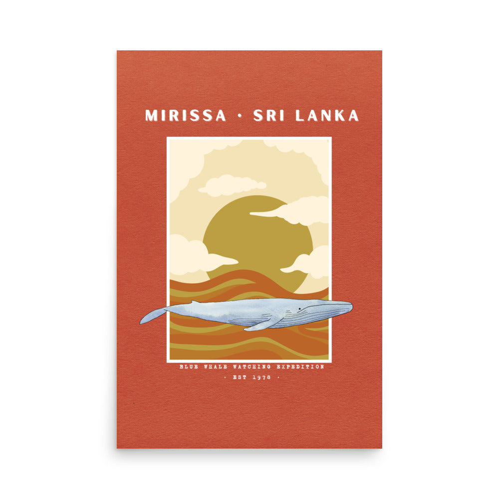 poster mirissa sri lanka ballena azul