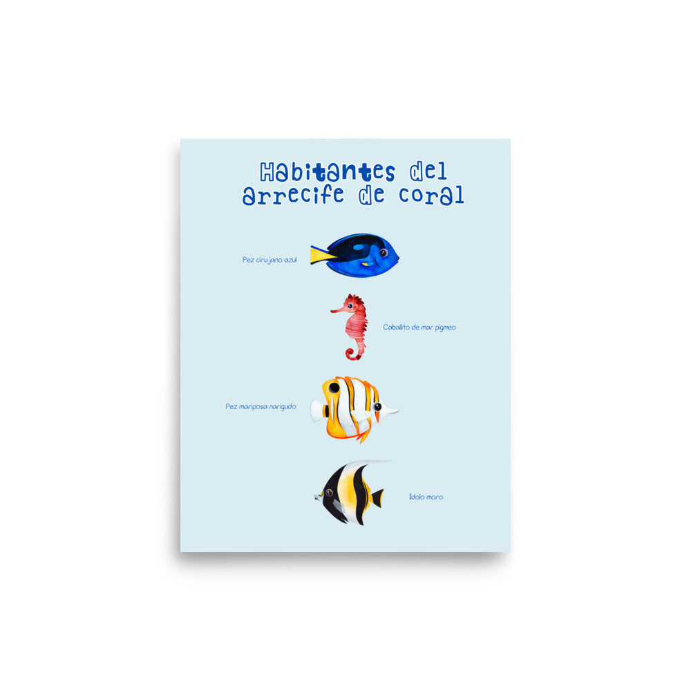 poster infantil peces arrecife de coral