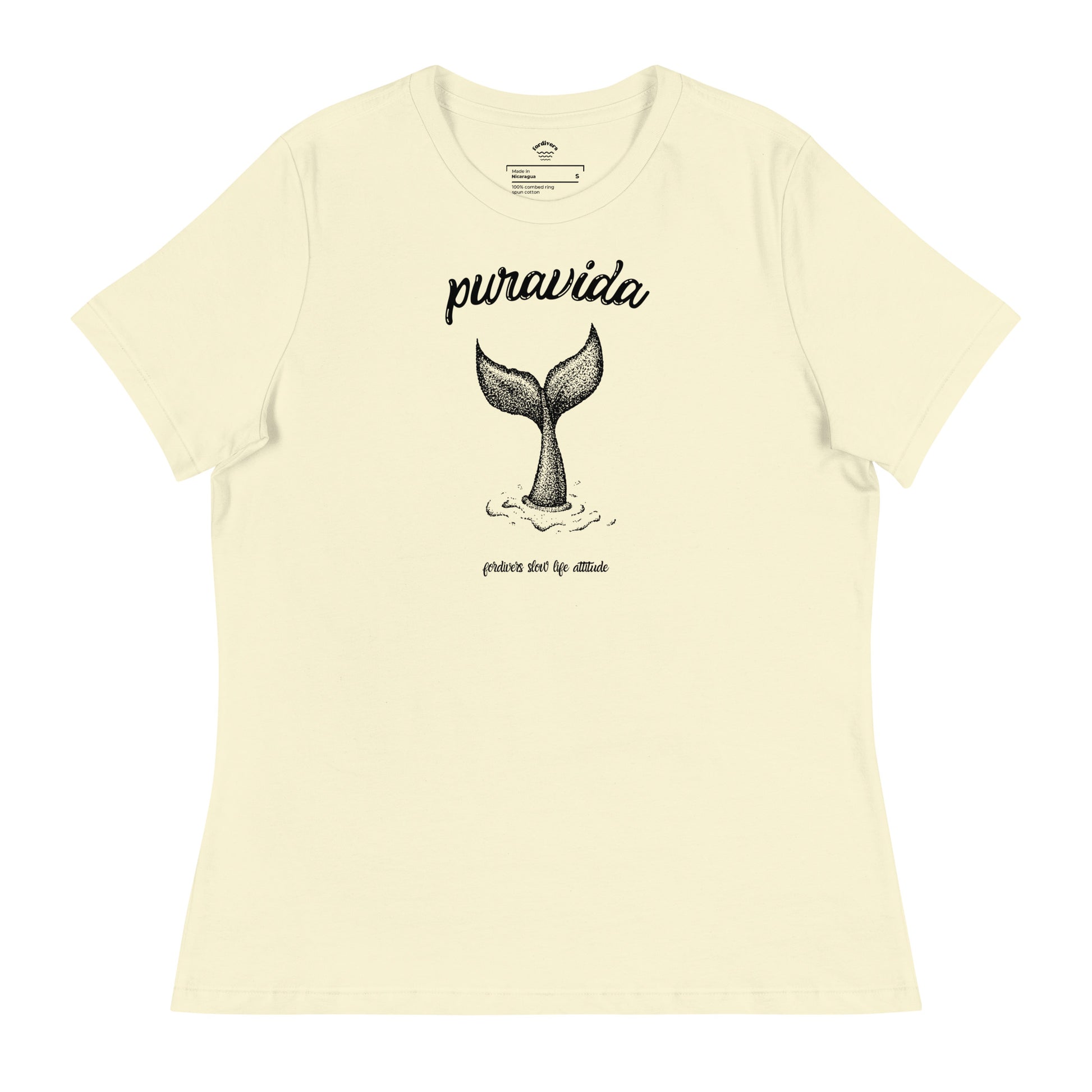 camiseta pura vida cola ballena