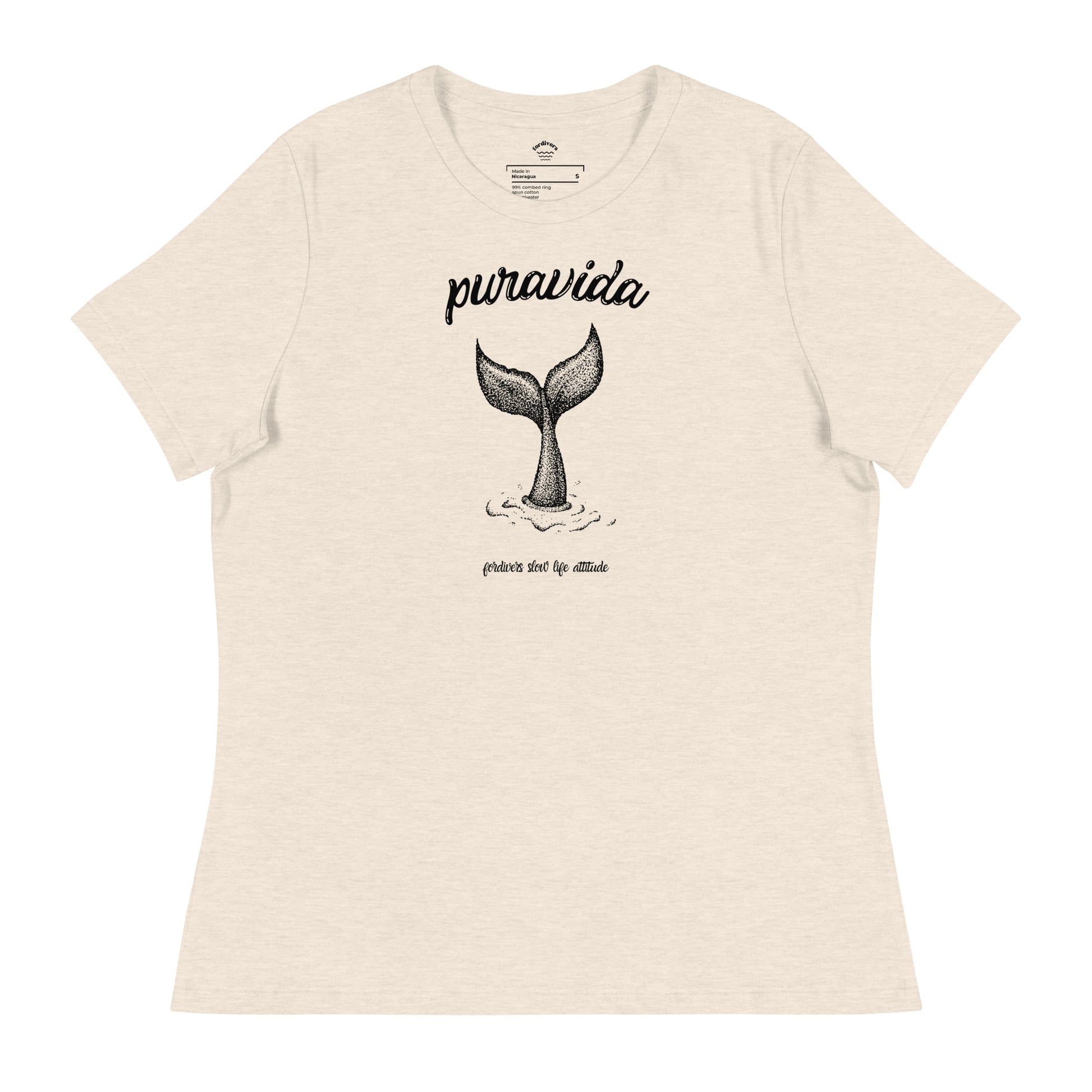camiseta pura vida cola ballena