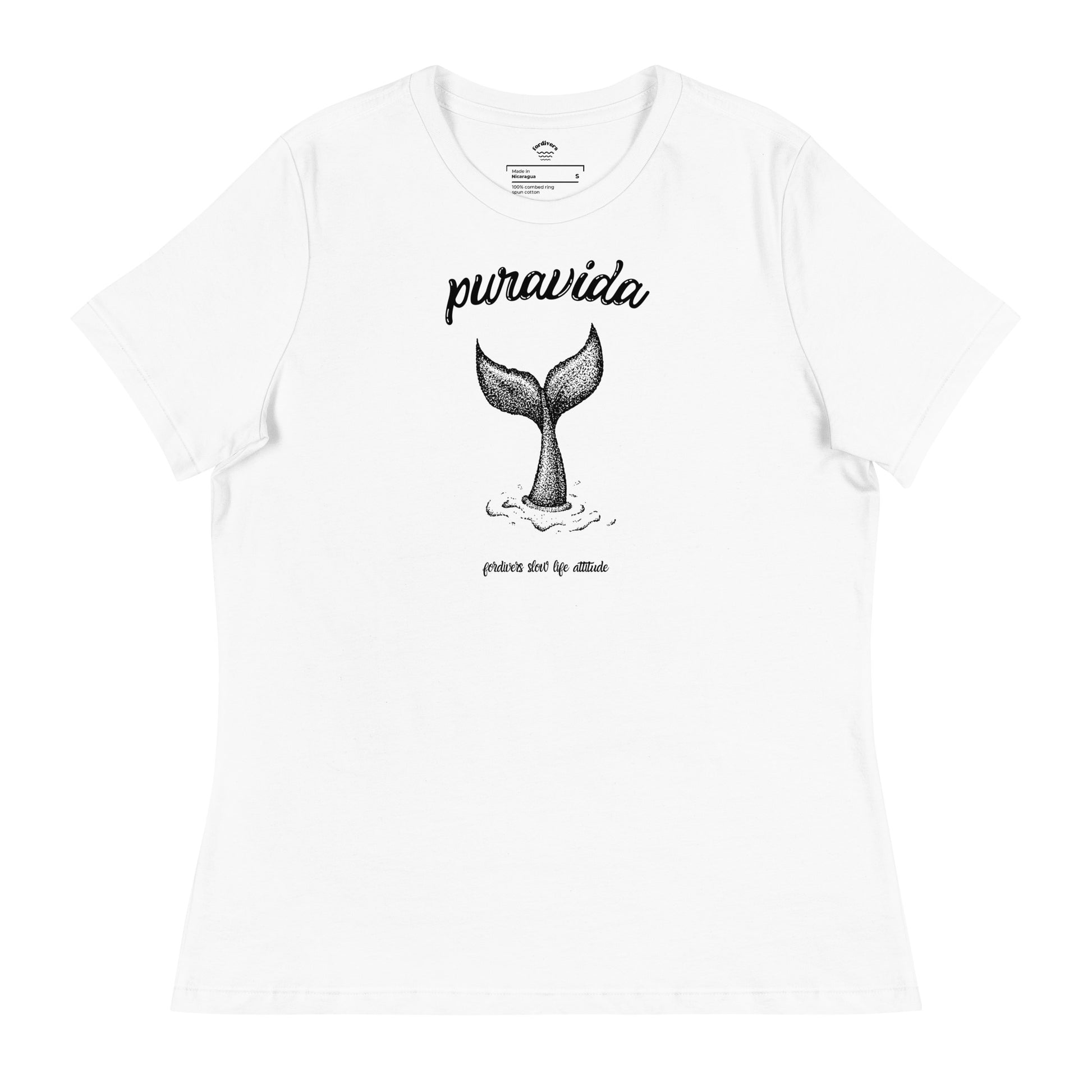 camiseta pura vida cola ballena