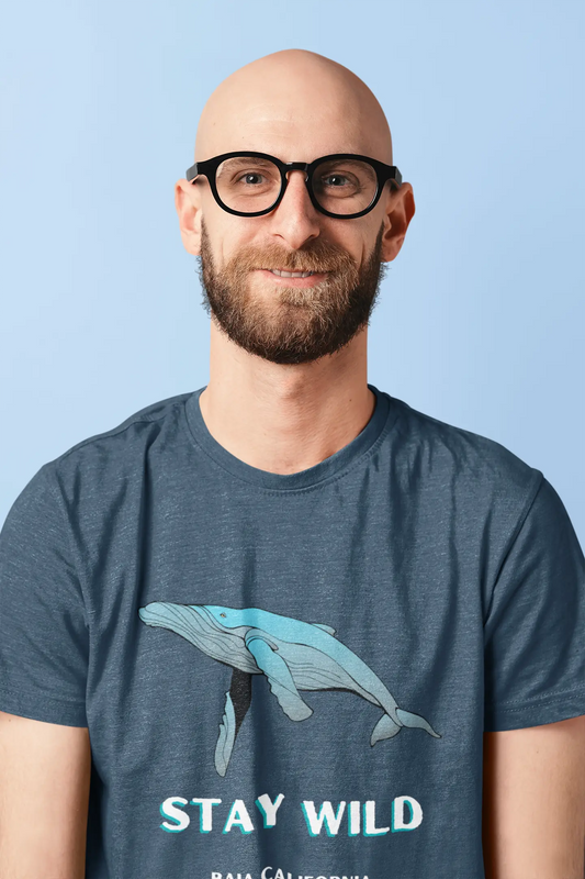 blue whale man t-shirt stay wild