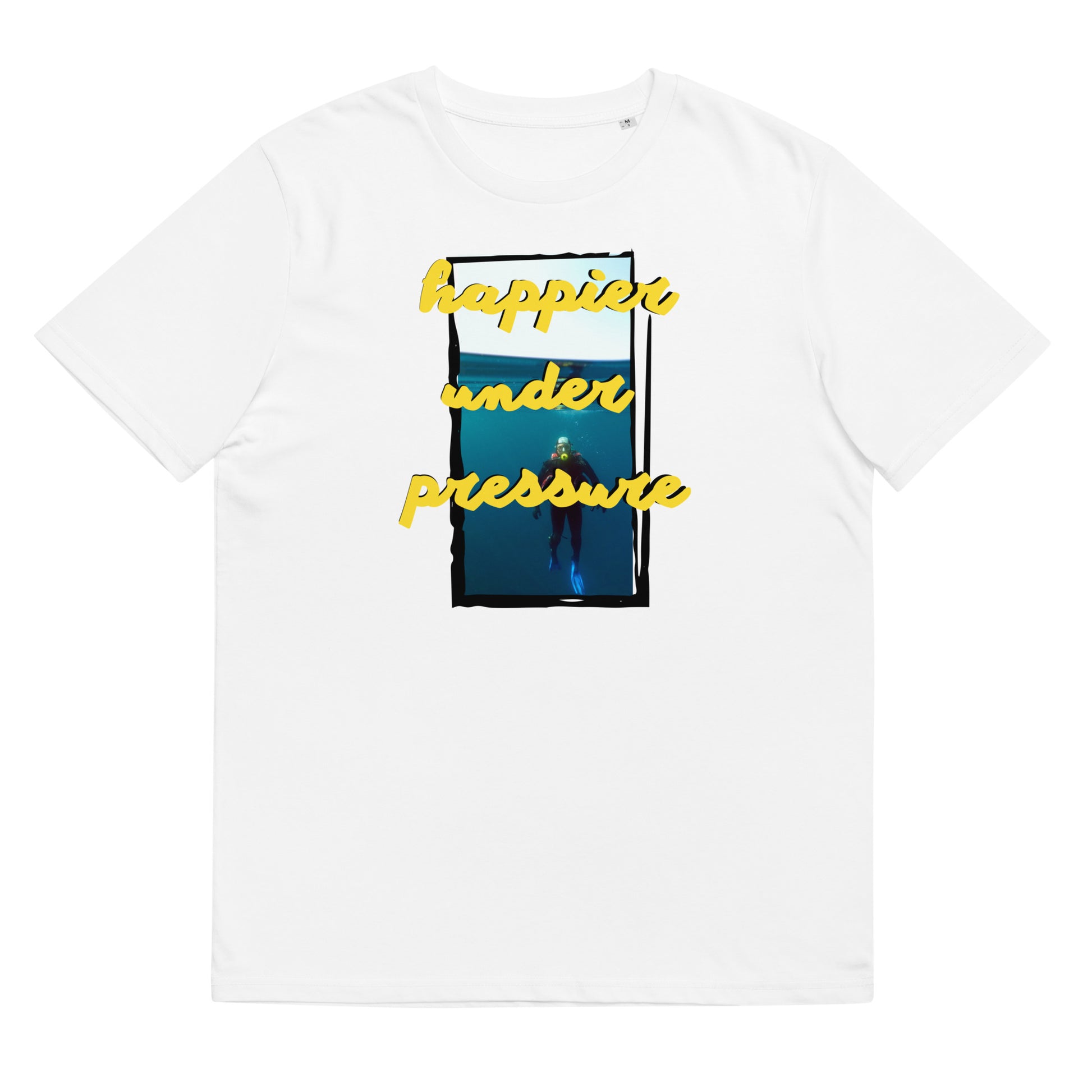 camiseta blanca buceo happier under pressure