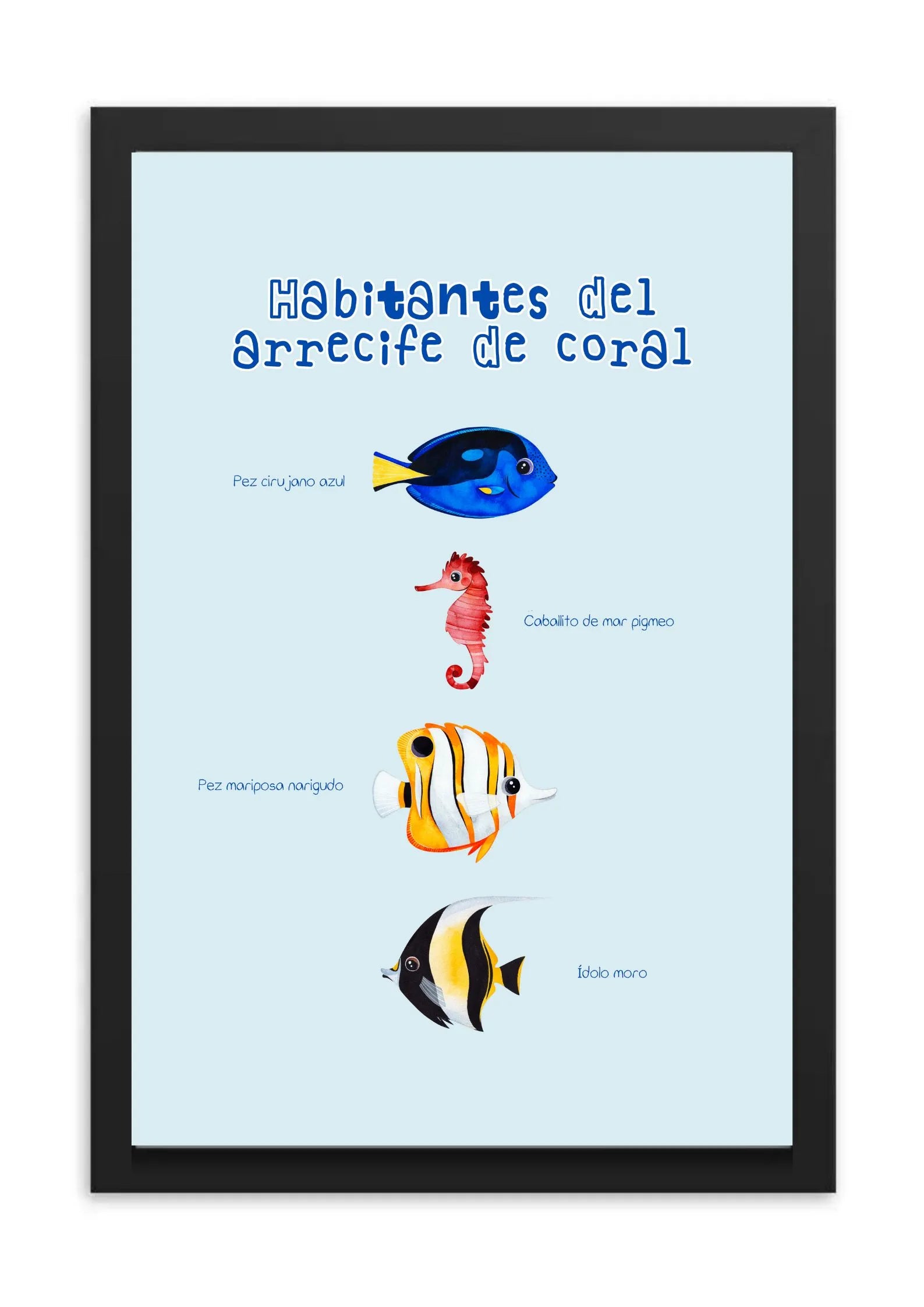 poster infantil peces arrecife de coral