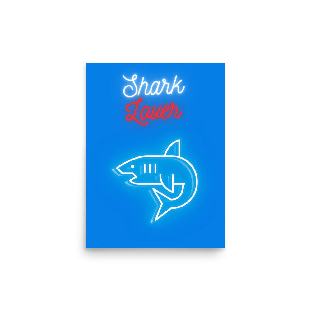 poster neon tiburón