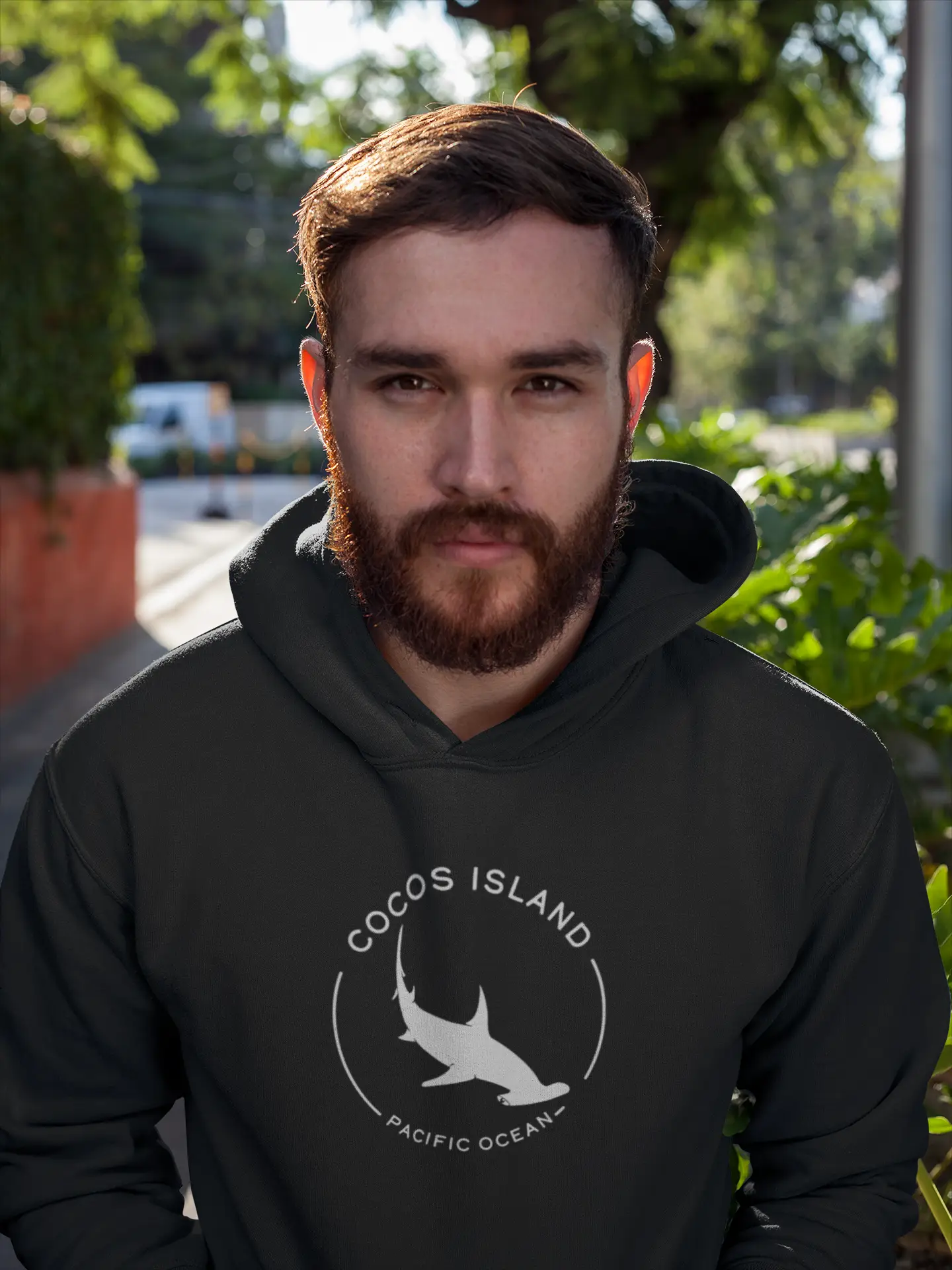 hoodie hammerhead shark man cocos island