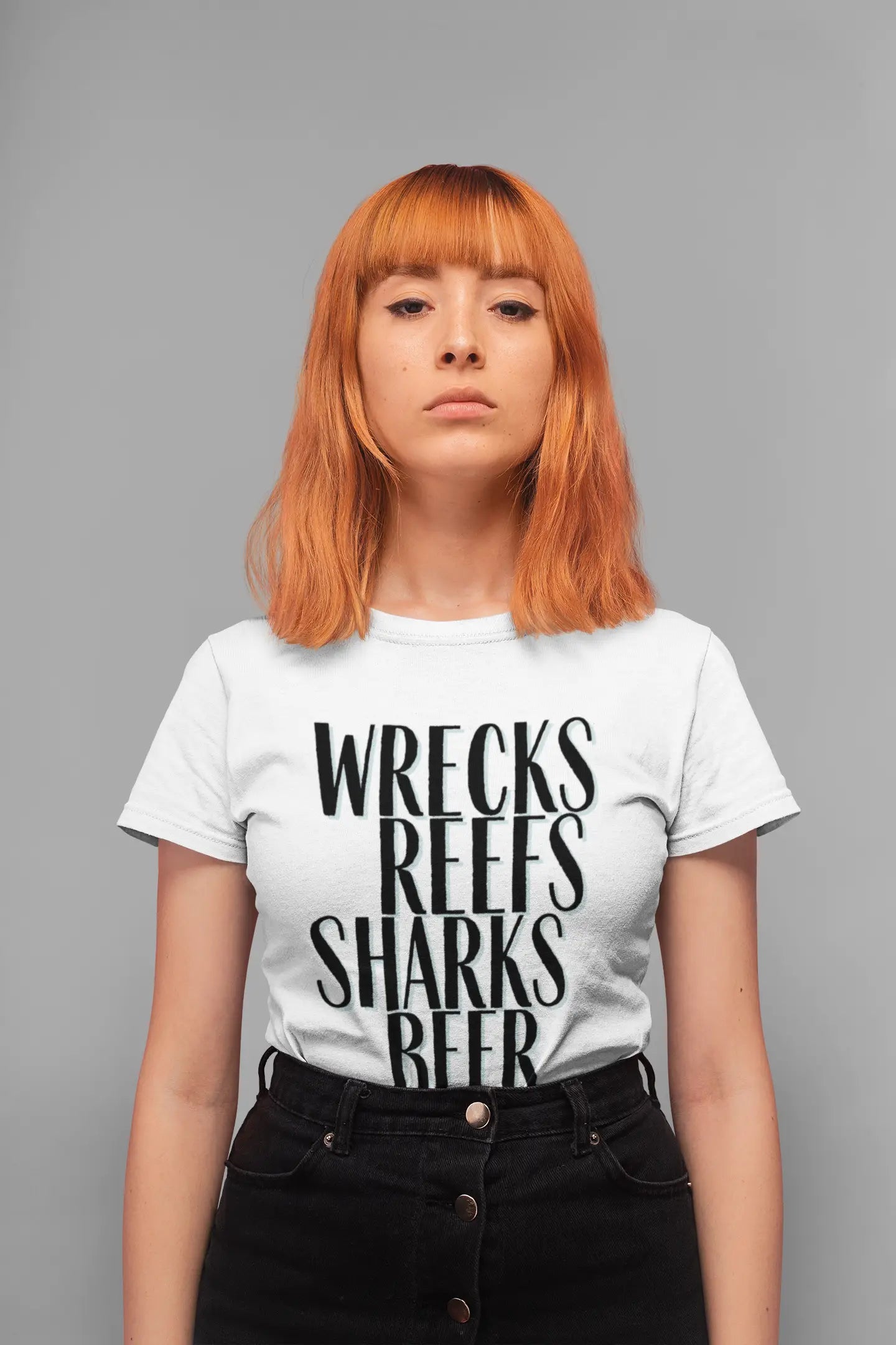 wrecks reefs sharks beer divers t-shirt woman